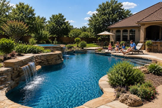 Family enjoying their custom pool