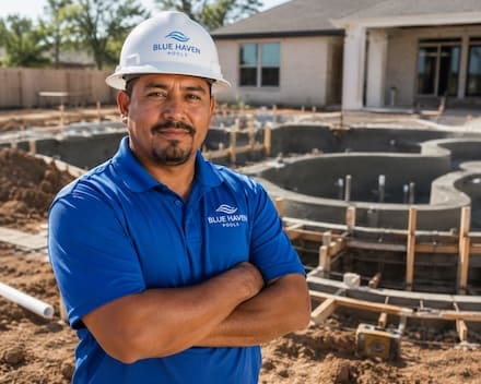 Meridian Pools builder on site