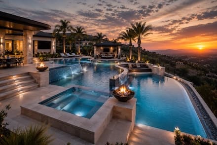 Pool at sunset