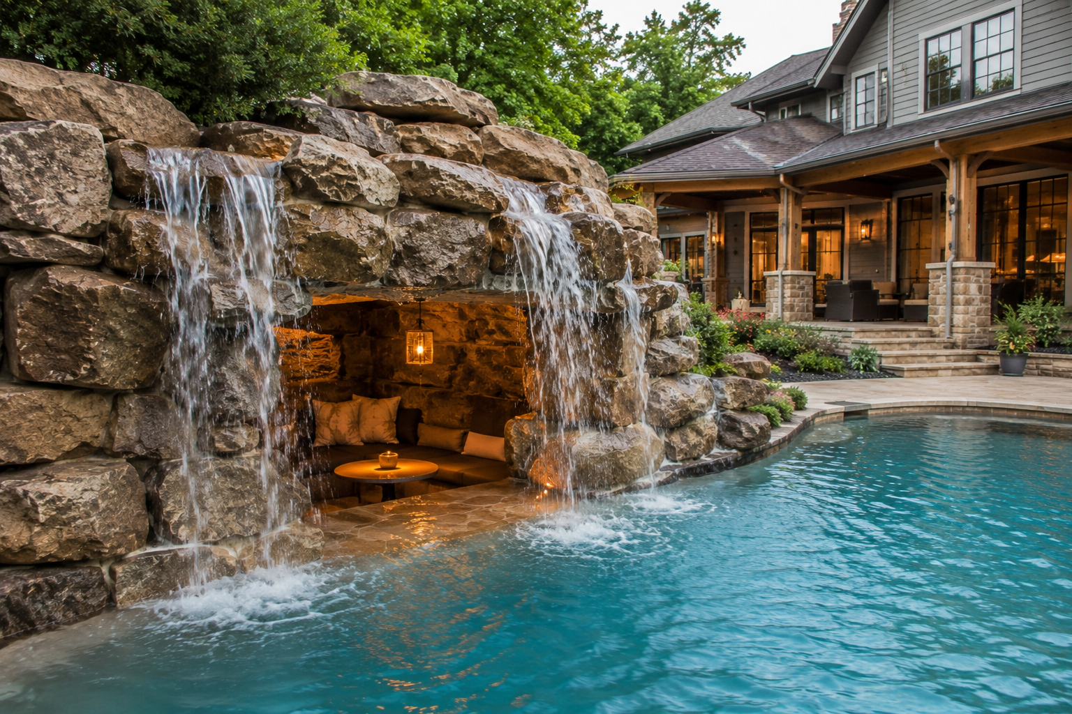 Pool grotto feature