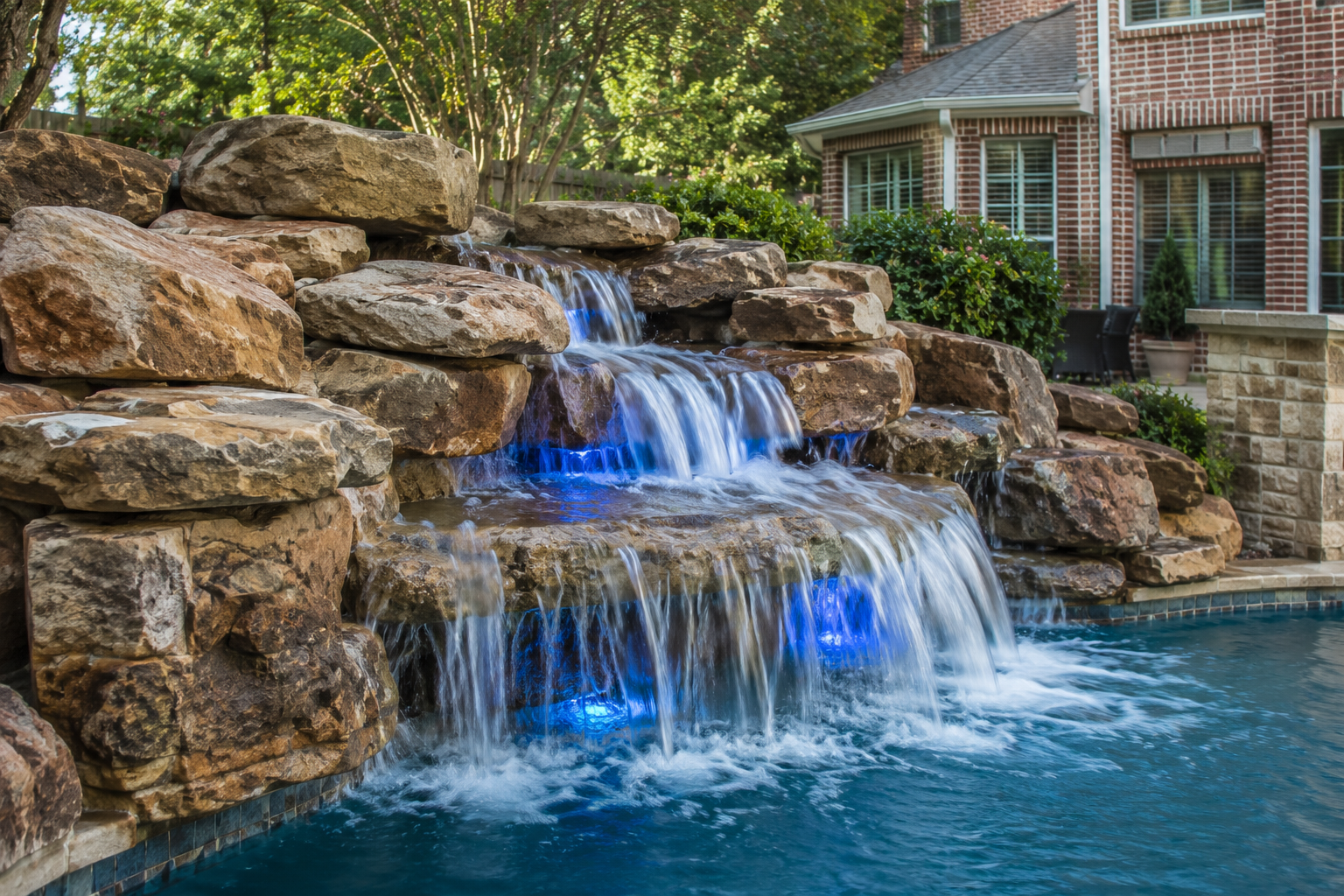 Pool waterfall feature