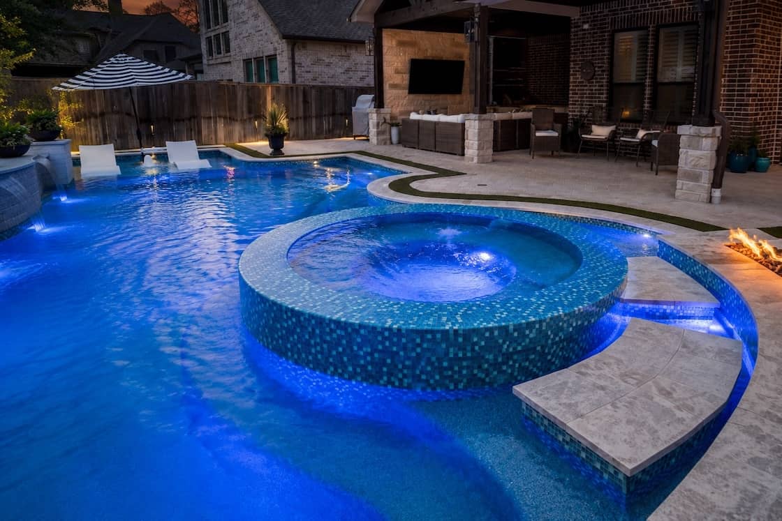 Custom gunite pool built by Meridian Pools