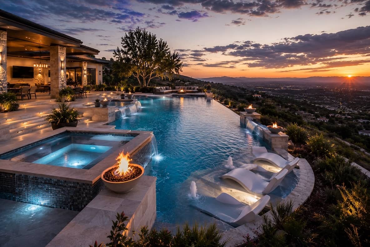 Luxury pool features and add-ons