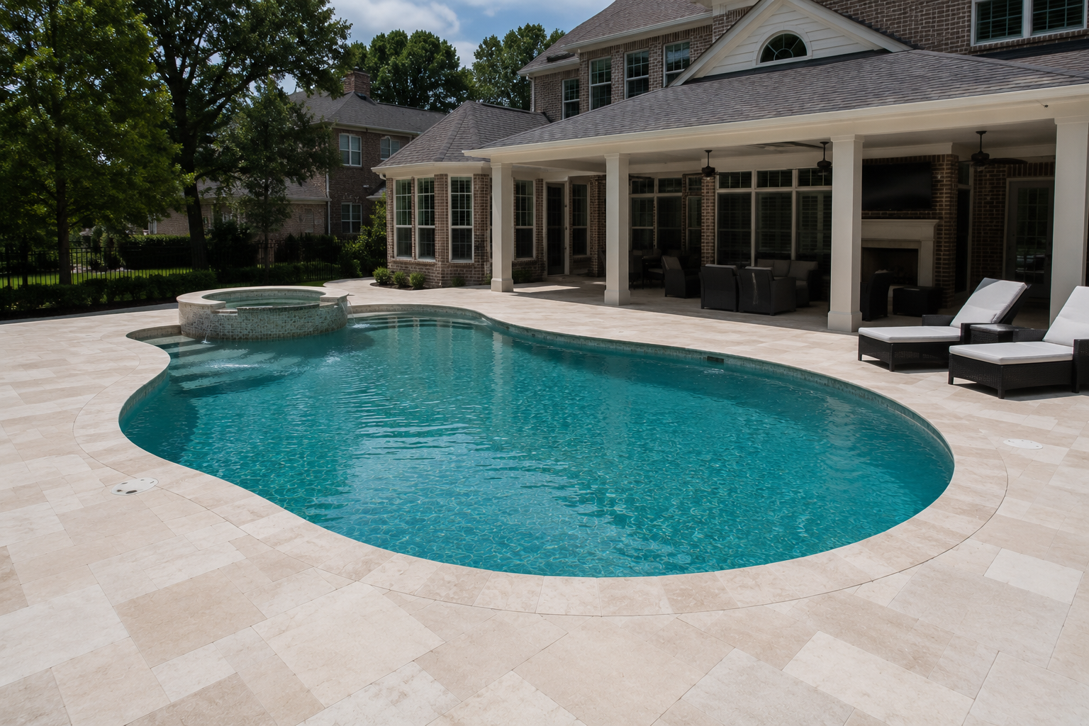 Pool after coping and decking