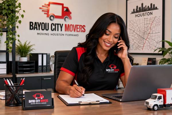 Bayou City Movers specialist taking a quote request by phone