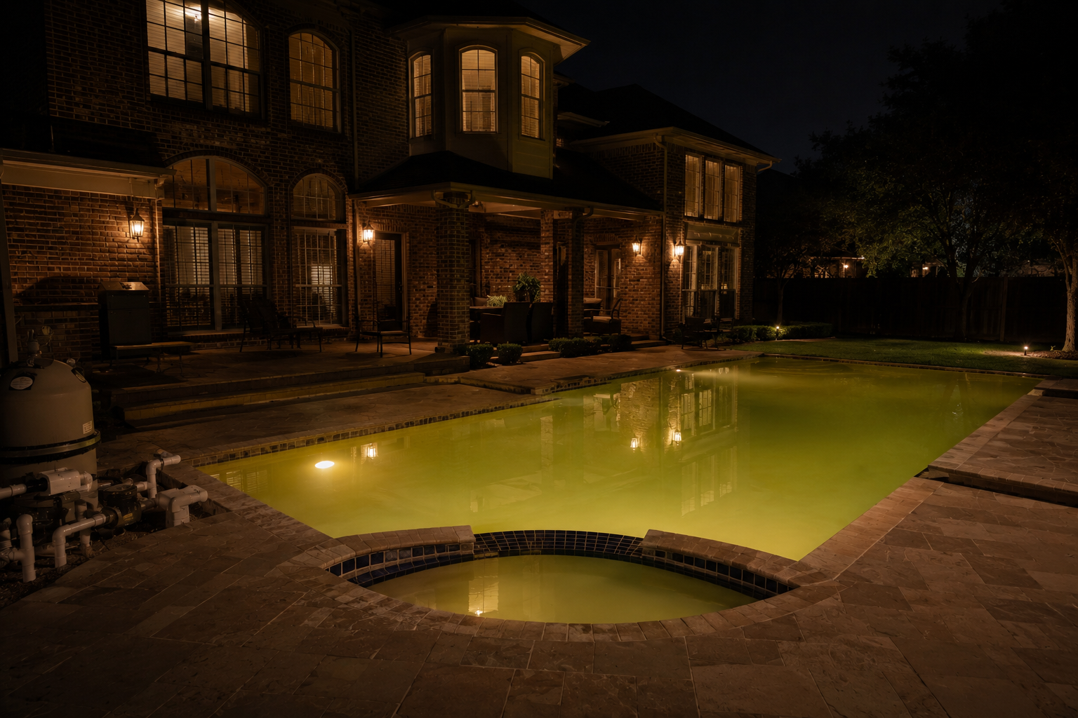 Modernized backyard pool renovation